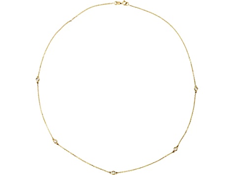 14K Yellow Gold 0.25ctw Lab-Grown Diamond 5-Stone Station Necklace, 18 Inches.