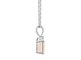 7x5mm Emerald Cut Morganite with Diamond Accent 14k White Gold Pendant With Chain