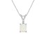 7x5mm Emerald Cut Opal with Diamond Accent 14k White Gold Pendant With Chain