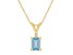 7x5mm Emerald Cut Aquamarine with Diamond Accent 14k Yellow Gold Pendant With Chain