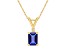 7x5mm Emerald Cut Tanzanite with Diamond Accent 14k Yellow Gold Pendant With Chain