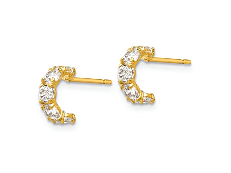 14K Yellow Gold Cubic Zirconia Children's Five Stone Hoop Post Earrings