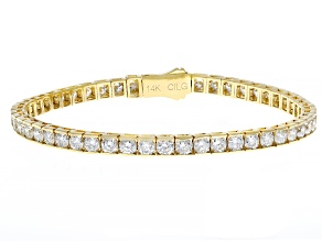 White Lab-Grown Diamond 14k Yellow Gold Tennis Bracelet 8.00ctw