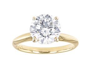 Round White Lab-Grown Diamond 14kt Yellow Gold Knife Edge Solitaire Ring 3.00ctw