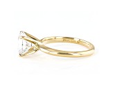 Round White Lab-Grown Diamond 14kt Yellow Gold Knife Edge Solitaire Ring 3.00ctw