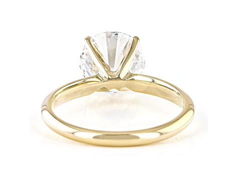 Round White Lab-Grown Diamond 14kt Yellow Gold Knife Edge Solitaire Ring 3.00ctw