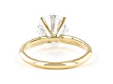 Round White Lab-Grown Diamond 14kt Yellow Gold Knife Edge Solitaire Ring 3.00ctw