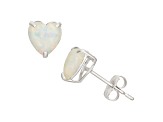 Lab Created Opal Heart Shape 10K White Gold Stud Earrings, 0.66ctw
