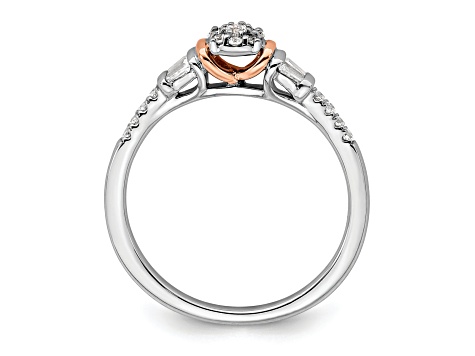14K Two-tone White and Rose Gold Cluster Diamond Engagement Ring 0.11ctw