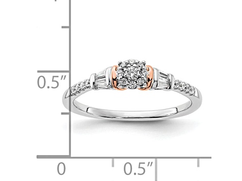 14K Two-tone White and Rose Gold Cluster Diamond Engagement Ring 0.11ctw