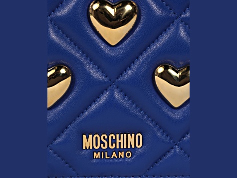 Moschino Heart Studs Blue Quilted Shoulder Bag - 1BHFGD | JTV