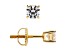 White Cubic Zirconia 14k Yellow Gold Studs With Velvet Gift Box 0.50ctw