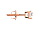 White Cubic Zirconia 14k Rose Gold Studs With Velvet Gift Box 0.50ctw