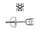 White Cubic Zirconia 14k White Gold Studs With Velvet Gift Box 0.50ctw