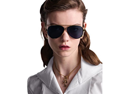 Dior Cannage A1U Gold Aviator Frame / Blue Lenses Sunglasses  display picture 3