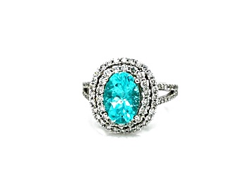 Picture of 2.47 Ctw Paraiba Tourmaline and 0.97 Ctw White Diamond Ring in 14K WG