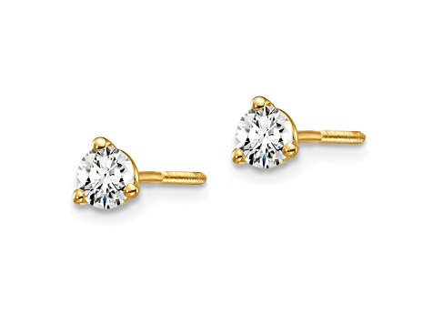 14K Yellow Gold Lab Grown Diamond 1/3ctw VS/SI GH Screw Back 3-Prong Earrings