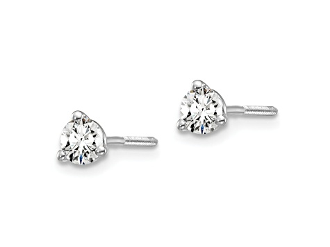 14K White Gold Lab Grown Diamond 1/3ctw VS/SI GH Screw Back 3-Prong Earrings