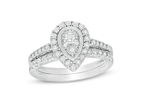 Multi-Diamond Sterling Silver Bridal Ring Set 0.20ctw
