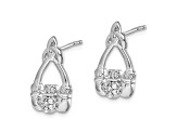 Rhodium Over 14k White Gold Diamond Claddagh Stud Earrings