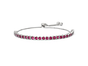 Lab Created Ruby Sterling Silver Bolo Bracelet 1.21ctw