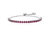 Lab Created Ruby Sterling Silver Bolo Bracelet 1.21ctw