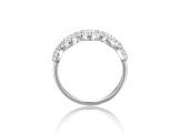 Baguette and Round White Topaz Sterling Silver Band Ring, 2.10ctw