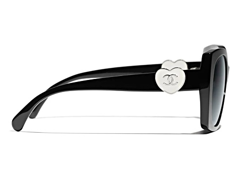 Chanel Black Oversize Black Frame w White Enamel Heart/ Gray