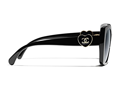 Chanel Black Oversize Black Frame w Black Enamel Heart / Gray