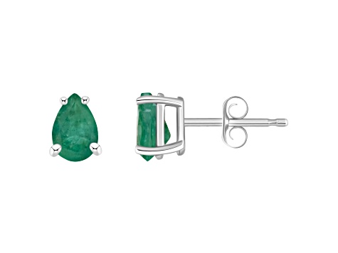 6x4mm Pear Shape Emerald 14k White Gold Stud Earrings