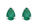 6x4mm Pear Shape Emerald 14k White Gold Stud Earrings