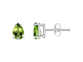 6x4mm Pear Shape Peridot 14k White Gold Stud Earrings