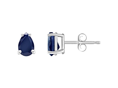 6x4mm Pear Shape Sapphire 14k White Gold Stud Earrings