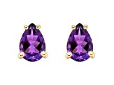 6x4mm Pear Shape Amethyst 14k Yellow Gold Stud Earrings