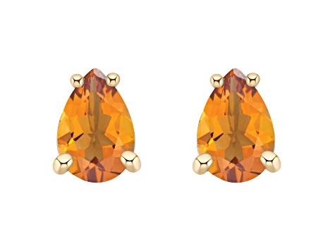 6x4mm Pear Shape Citrine 14k Yellow Gold Stud Earrings