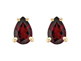 6x4mm Pear Shape Garnet 14k Yellow Gold Stud Earrings