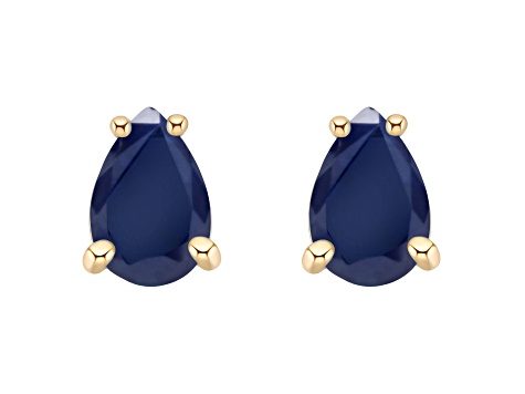 6x4mm Pear Shape Sapphire 14k Yellow Gold Stud Earrings