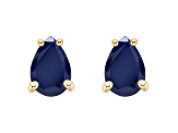 6x4mm Pear Shape Sapphire 14k Yellow Gold Stud Earrings
