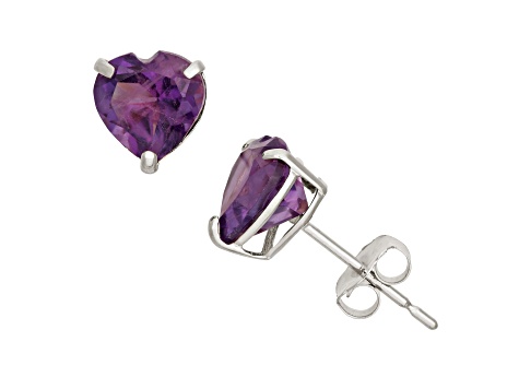 Purple Amethyst 10K White Gold Stud Earrings 1.40ctw