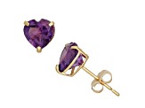 Purple Amethyst 10K Yellow Gold Stud Earrings 1.40ctw