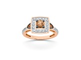 Champagne And White Diamond 10k Rose Gold Ring 1.00ctw