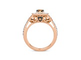 Champagne And White Diamond 10k Rose Gold Ring 1.00ctw