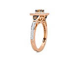 Champagne And White Diamond 10k Rose Gold Ring 1.00ctw