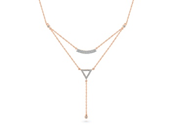Picture of White Diamond 10K Rose Gold Station Y Necklace 0.25ctw
