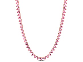 Created Pink Sapphire 18K Rose Gold Over Sterling Silver Necklace 31.2ctw