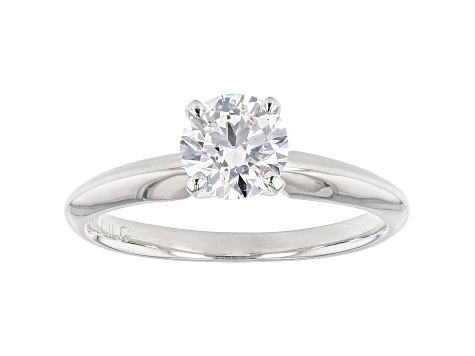 Round White Lab-Grown Diamond 14kt White Gold Knife Edge Solitaire Ring 1.00ctw