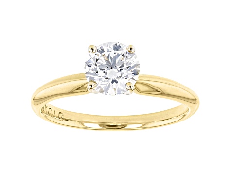 Round White Lab-Grown Diamond 14kt Yellow Gold Knife Edge Solitaire Ring 1.00ctw