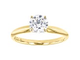 Round White Lab-Grown Diamond 14kt Yellow Gold Knife Edge Solitaire Ring 1.00ctw
