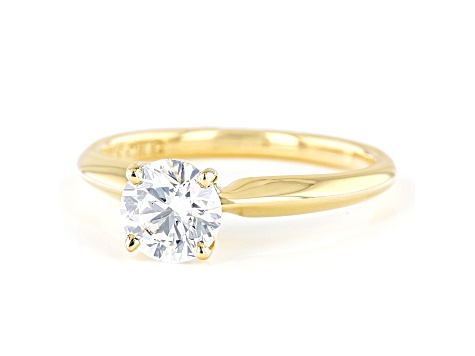 Round White Lab-Grown Diamond 14kt Yellow Gold Knife Edge Solitaire ...