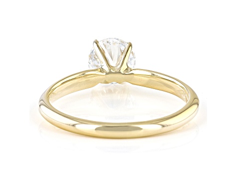 Round White Lab-Grown Diamond 14kt Yellow Gold Knife Edge Solitaire Ring 1.00ctw